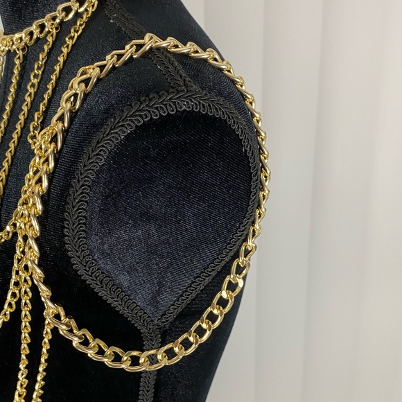 Gold Chain Harness One Arm Chain Necklace Vest Neck Harness Statement Jewelry - Picture 6 of 13